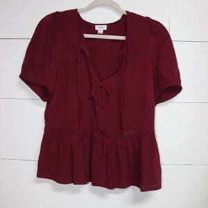 J.Crew Short Sleeve Burgundy Blouse 6